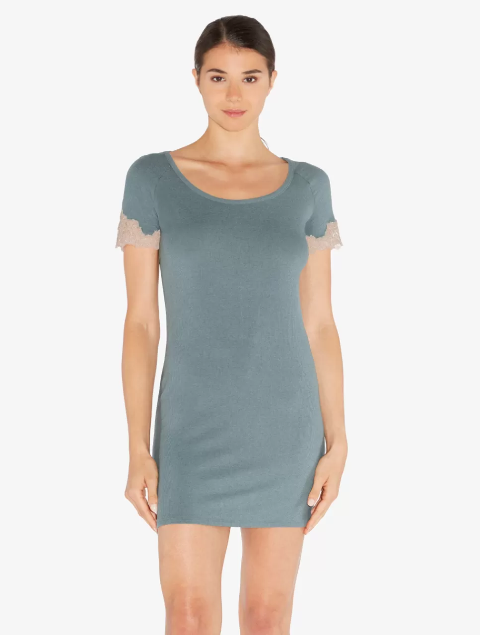 Discount Camicia Da Notte Corta A Costine Misto Cashmere Sleepy Dream Con Ricami A Frastaglio Slipdress & Sottovesti
