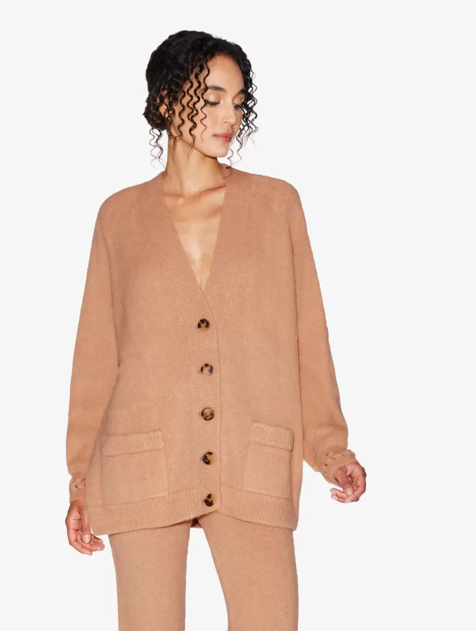 New Cardigan In Misto Lana Di Alpaca Color Cammello Loungewear
