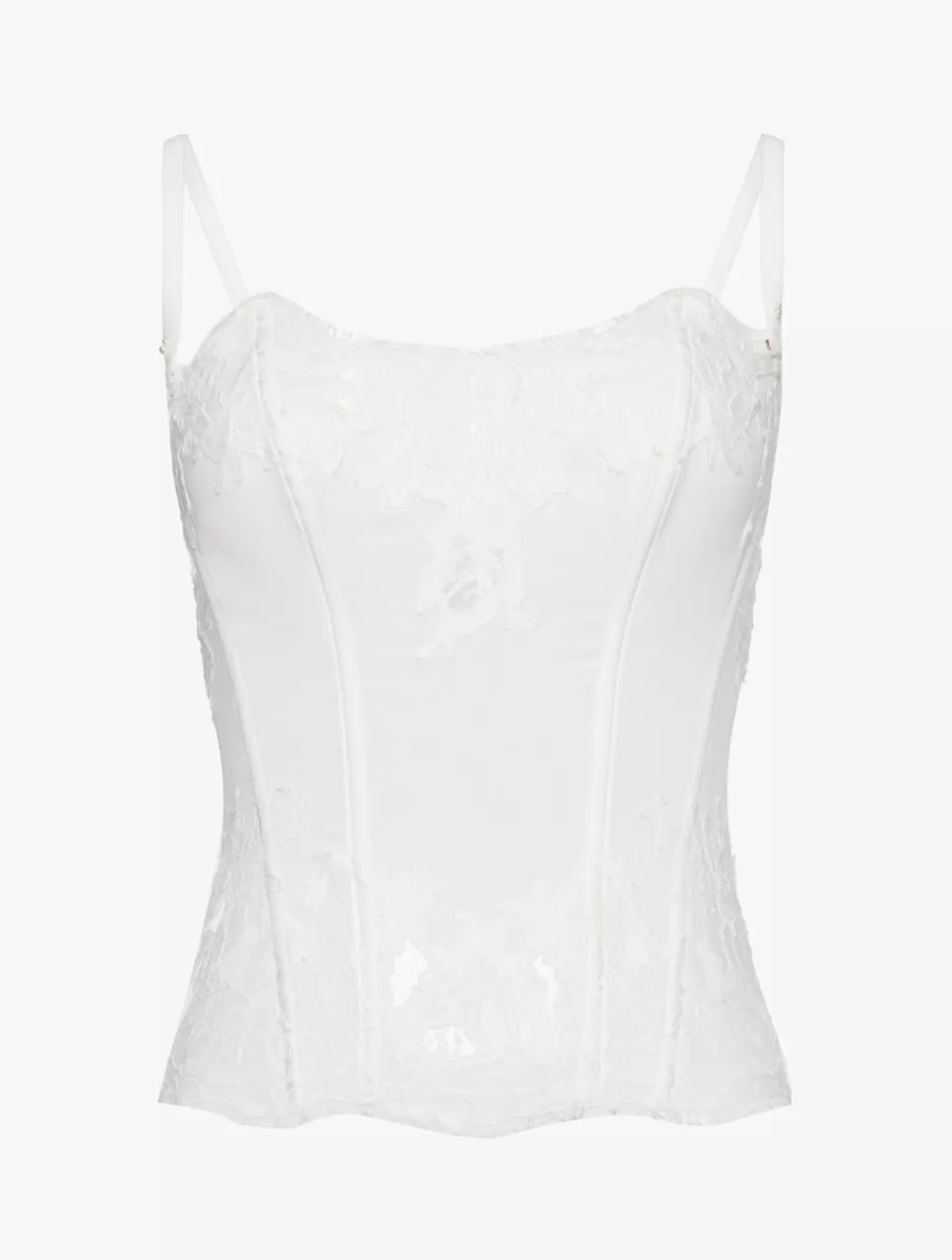 Fashion Corsetto Morbido Off-white Con Pizzo Leavers Di Cotone Body e Corsetti