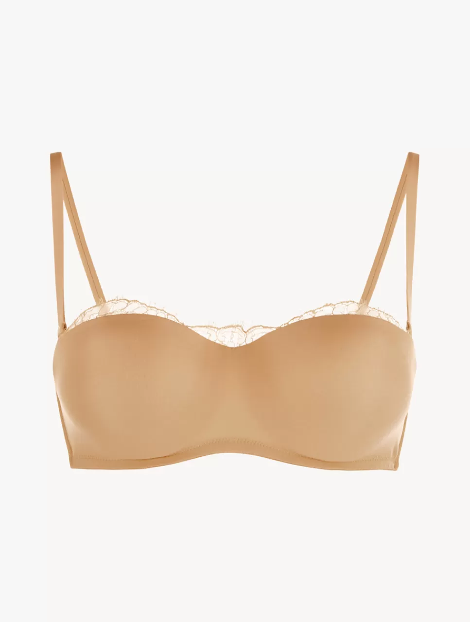 New Reggiseno A Fascia Senza Spalline In Lycra® Nude Con Pizzo Chantilly A fascia | Con ferretto