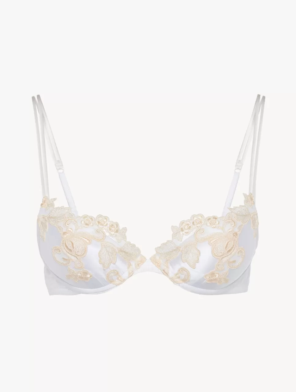 Flash Sale Reggiseno Push-up In Seta Bianca Con Ricamo A Frastaglio Avorio Con ferretto | Imbottiti