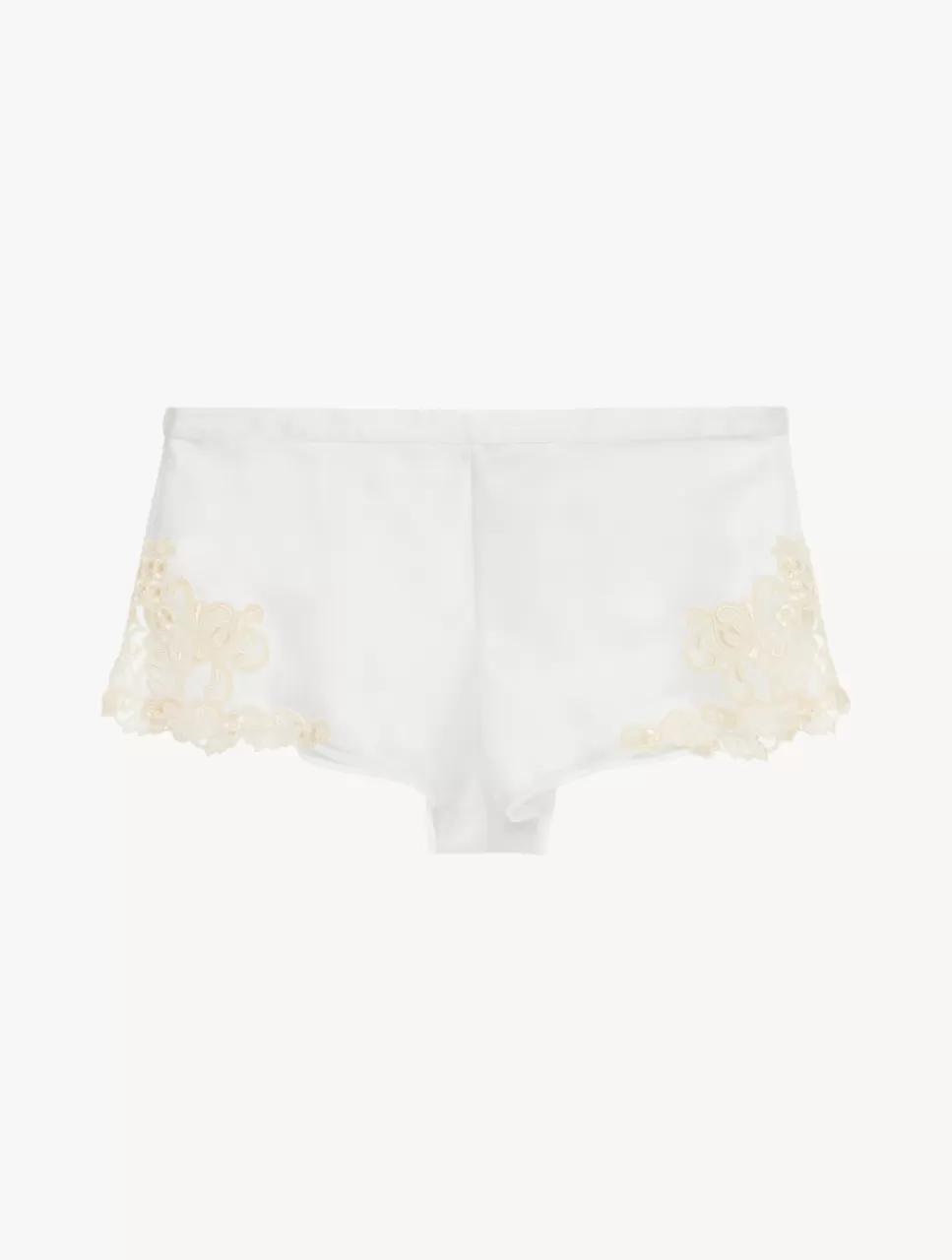 Hot Shorty In Seta Bianca Con Ricamo A Frastaglio Short & Pantaloni | Capi in seta