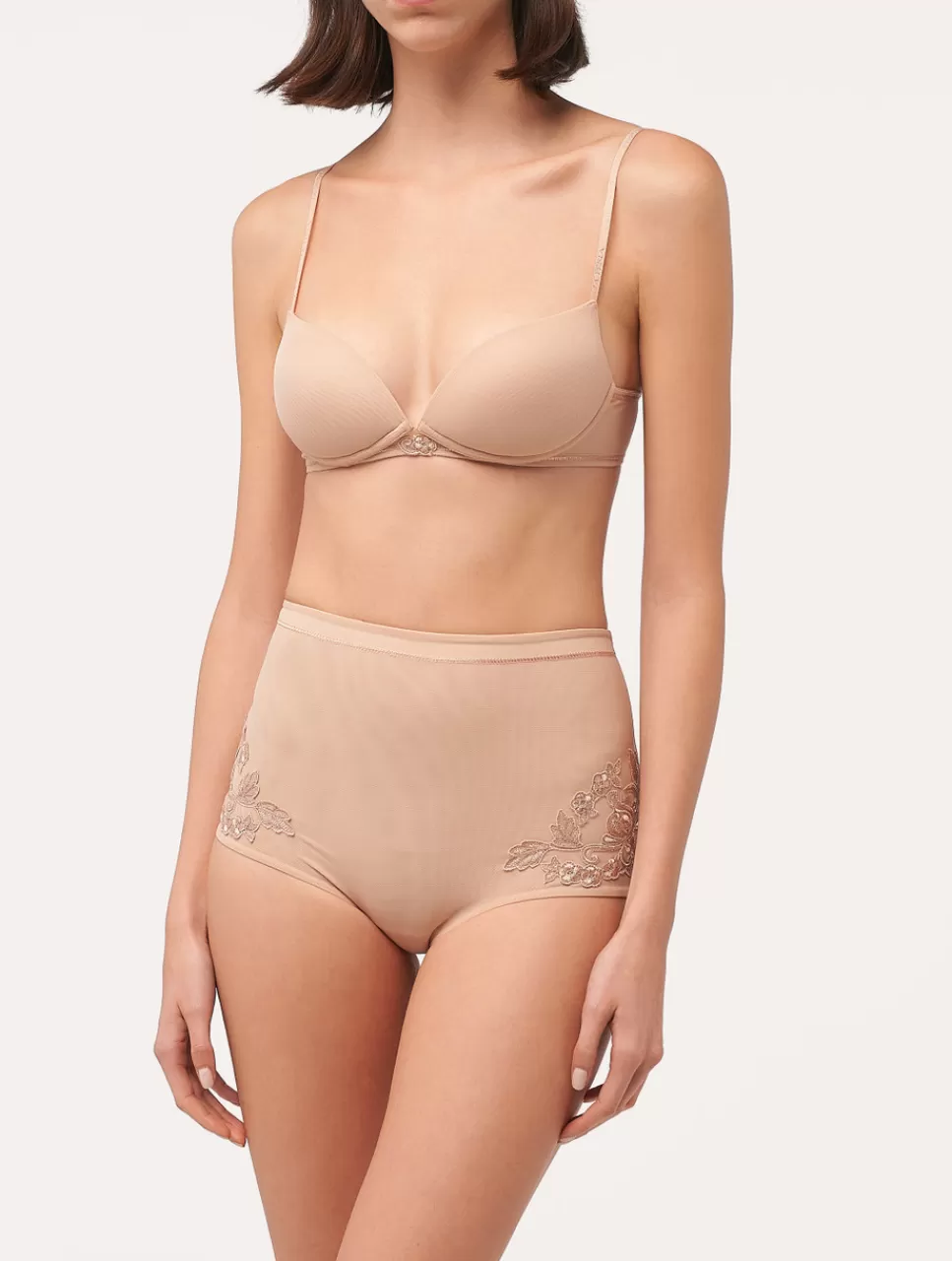 Hot Slip Alto In Tulle Stretch Color Sabbia A vita alta | Shapewear