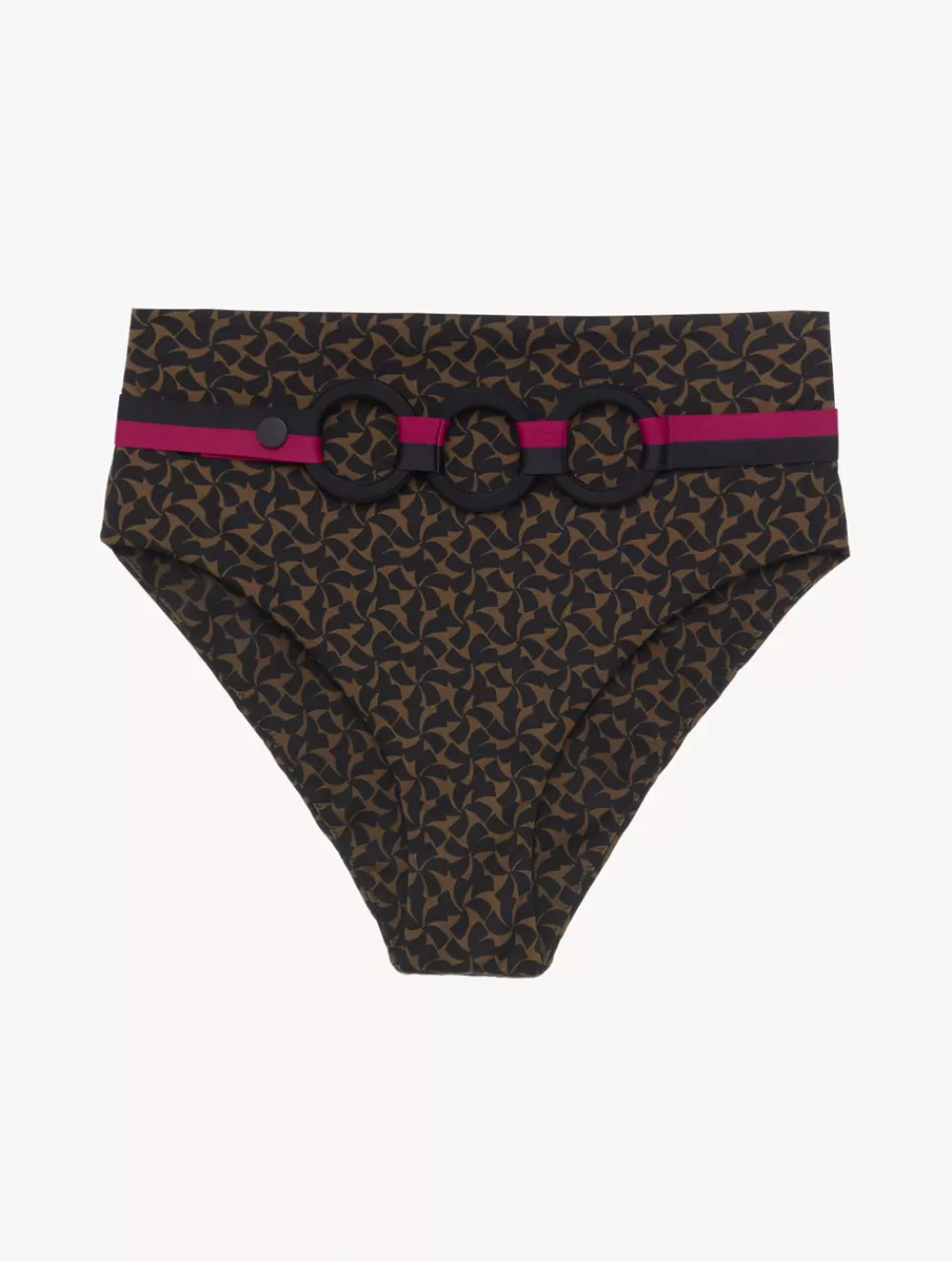 Discount Slip Mare A Vita Alta Con Cintura Verde Scuro E Nero Bikini