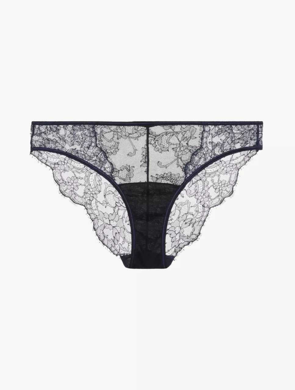 Discount Slip Medio In Acciaio E Nero Con Pizzo Leavers Brasiliani