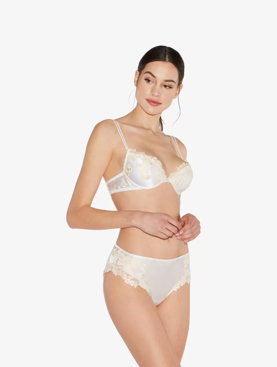 Hot Slip Medio In Seta Bianca Con Frastaglio A vita media