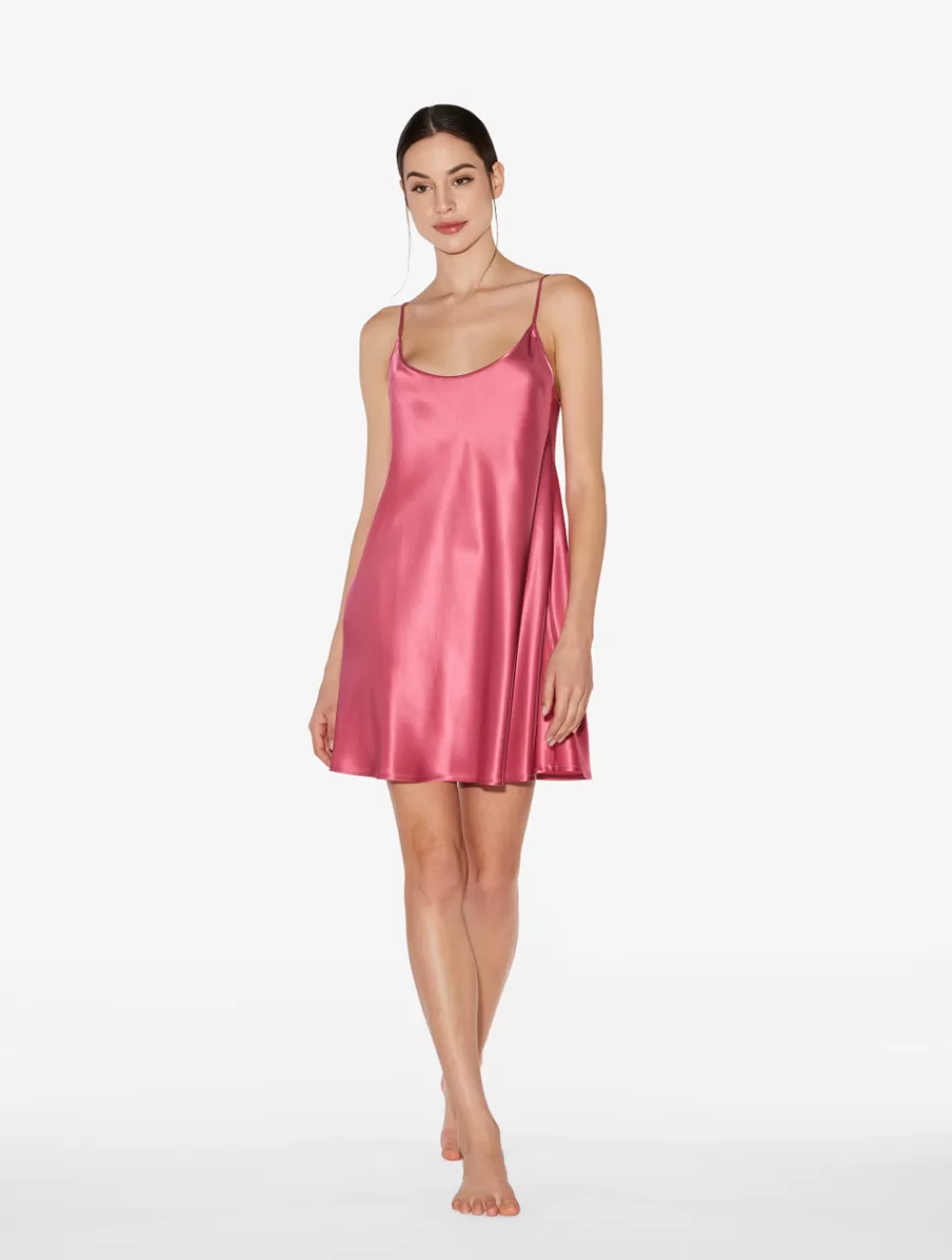 Clearance Sottoveste Corta In Seta Rosa Orchidea Slipdress & Sottovesti | Capi in seta