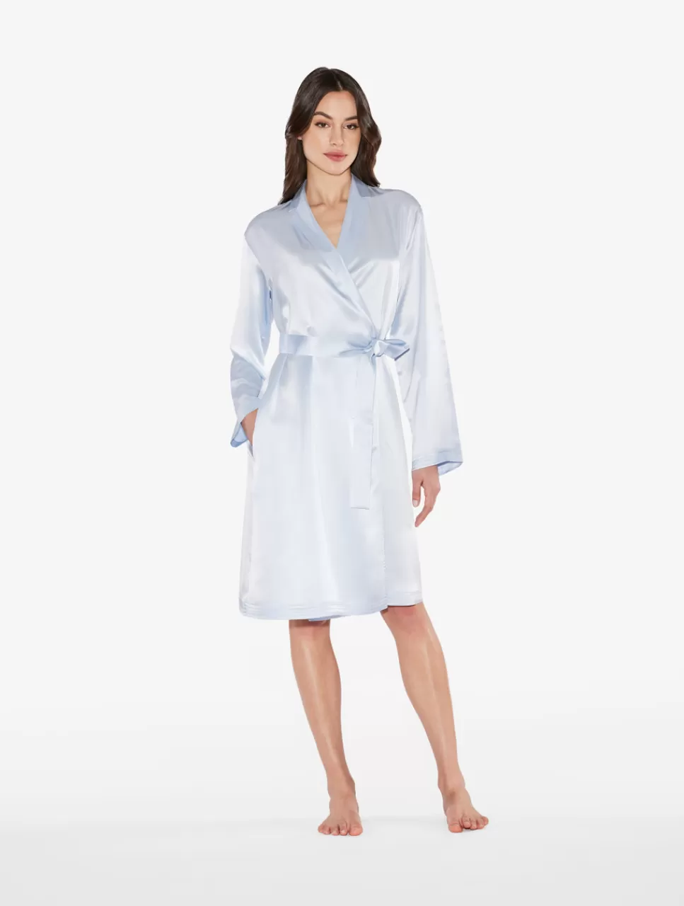 Discount Vestaglia Corta In Seta Azzurra Vestaglie | Capi in seta