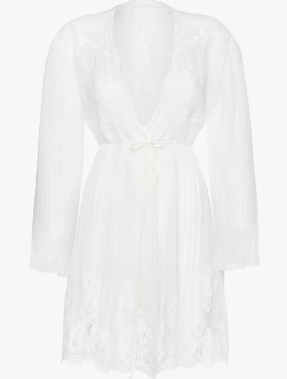 Online Vestaglia Corta Off-white Con Pizzo Leavers Di Cotone Vestaglie