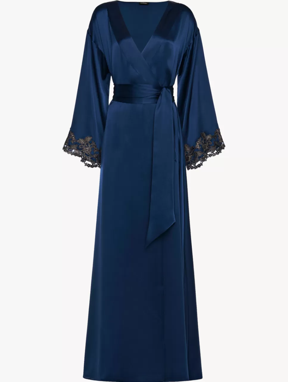 Flash Sale Vestaglia Lunga Blu Con Ricamo A Frastaglio Vestaglie | Capi in seta