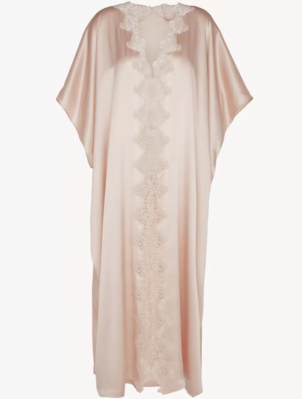Clearance Vestaglia Lunga In Seta Beige to Con Frastaglio Macramè Vestaglie | Slipdress & Sottovesti