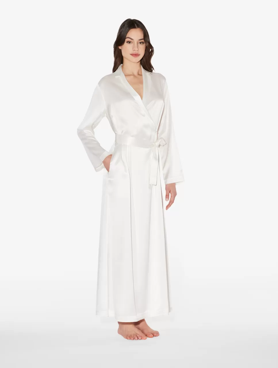 Flash Sale Vestaglia Lunga In Seta Bianca Vestaglie | Capi in seta